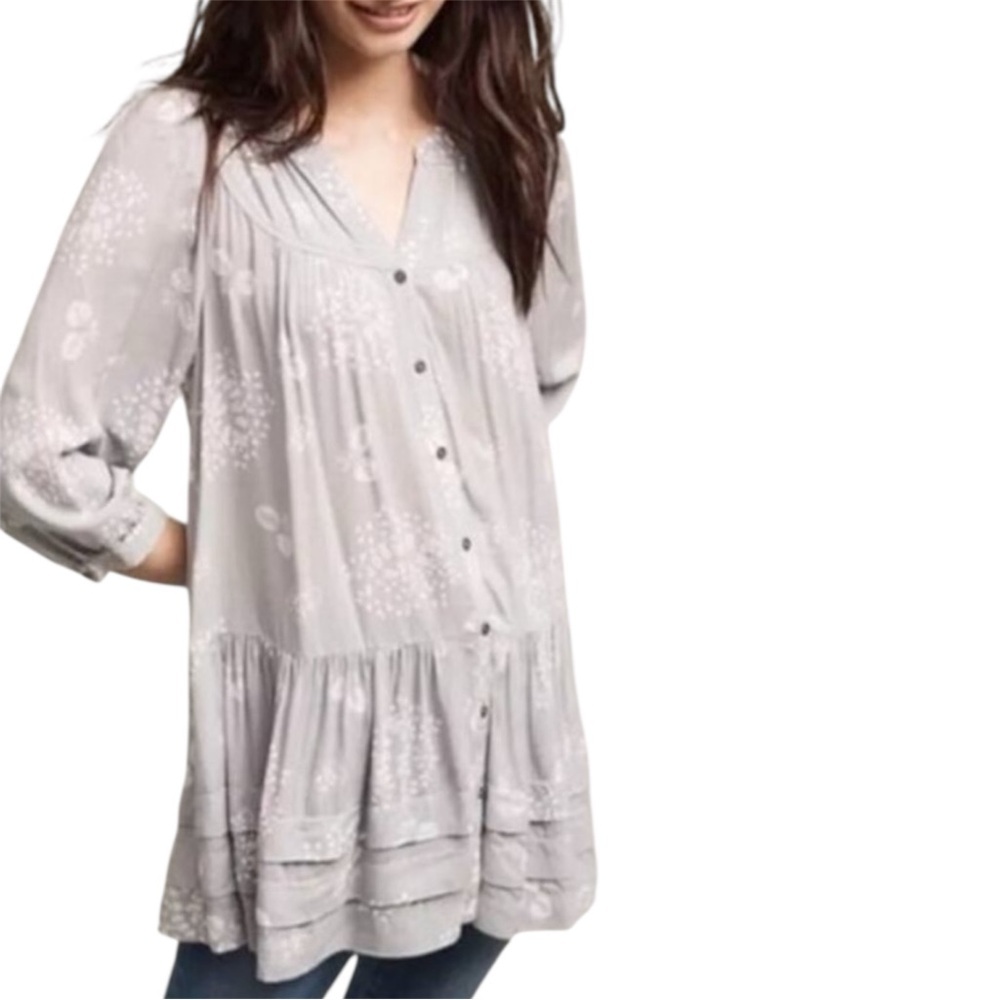 Holding Horses Floral Layered Lagenlook Bohemian Tunic Top